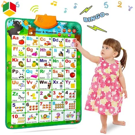 QS Children′s Custom Electric Talking ABC & 123s & Music Sound Fun Early Interactive Alphabet Wall Chart Toys for Kids